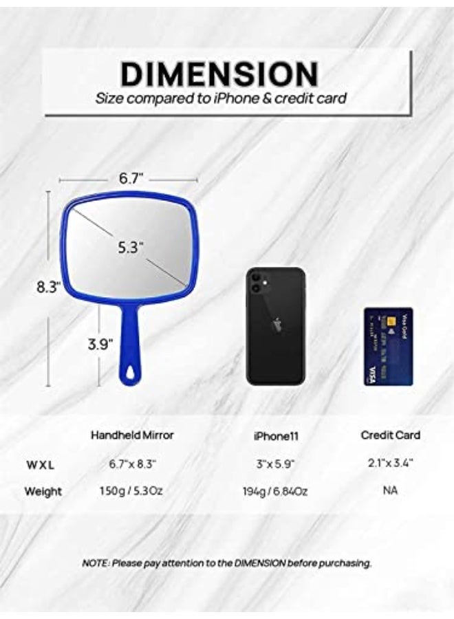 CLENEA Hand Held Makeup Mirror, Hand Mirror, Portable Makeup Mirror, Non Slip Handle, Durable, Not Fragile, Easy to Carry, Suitable for Travel, Home, Salon, Etc, 3 Pieces, Black, Red, Blue, 3 Colors - Image 3